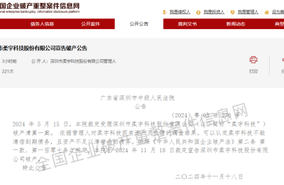 深圳法院判决：柔宇公司破产了缩略图