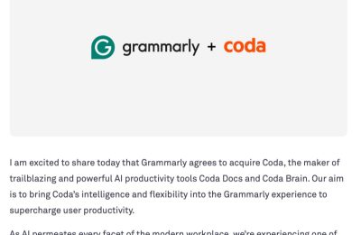 Grammarly 买下 Coda，要给企业带来超给力的AI助手和语法检查神器缩略图
