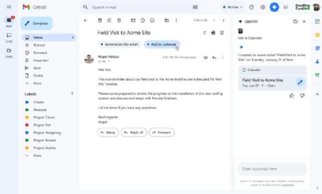 谷歌Gmail新出个加到日历功能，安排事儿超方便插图
