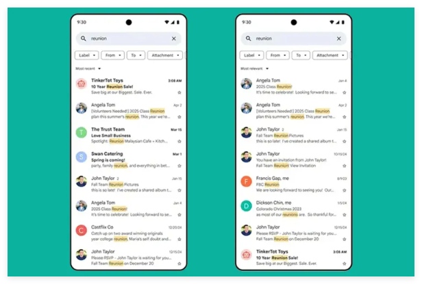 谷歌给Gmail搜索加了AI升级，找邮件更溜了插图
