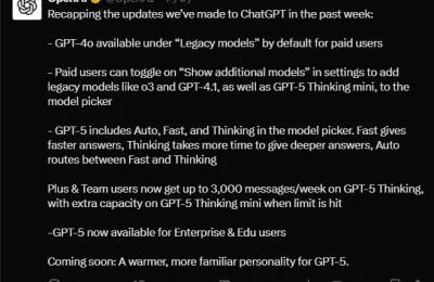 ChatGPT重磅升级：GPT-5开放三重响应模式，企业教育领域全面接入缩略图