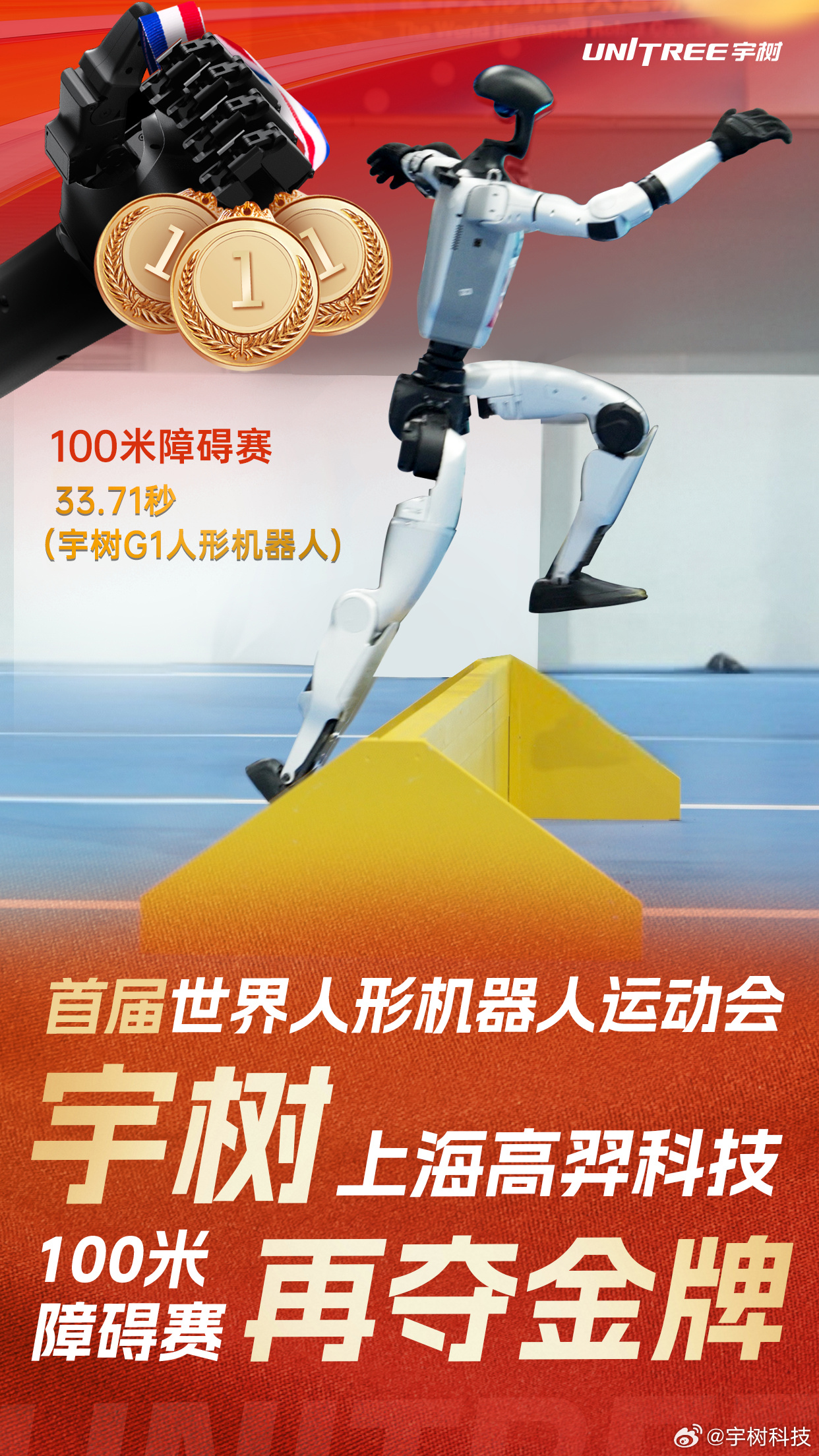 中国智造闪耀世界!宇树科技包揽人形机器人三项田径金牌插图 中国智造闪耀世界!宇树科技包揽人形机器人三项田径金牌插图