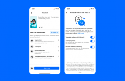 Meta推出Reels AI语音翻译功能，支持口型同步与多语言音轨缩略图