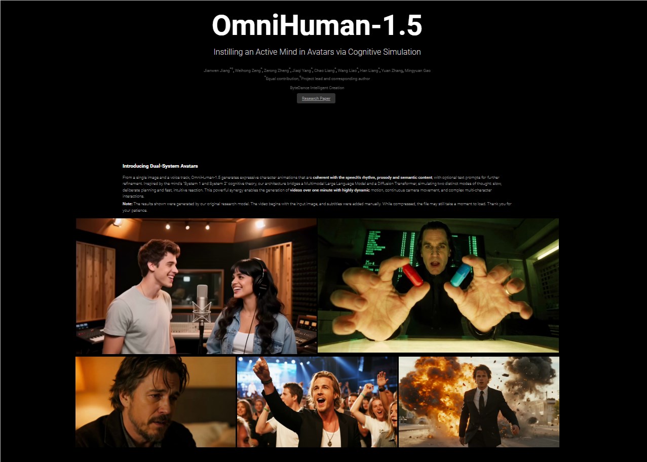 字节新出的OmniHuman-1.5太牛了！一张图加段音频，立马变超真视频，AI数字人又升级了！插图