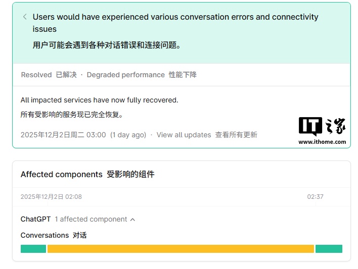 ChatGPT 今天突然崩了,OpenAI 已火速修复插图 ChatGPT 今天突然崩了,OpenAI 已火速修复插图