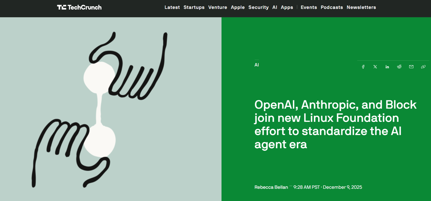 AI智能体开源基金会来了!OpenAI、谷歌、亚马逊AWS联手,要打破新垄断插图 AI智能体开源基金会来了!OpenAI、谷歌、亚马逊AWS联手,要打破新垄断插图
