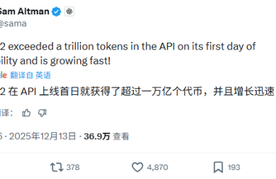 奥尔特曼：GPT-5.2 API上线第一天就狂飙超万亿tokens！缩略图